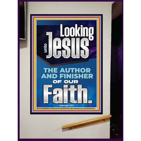 LOOKING UNTO JESUS THE FOUNDER AND FERFECTER OF OUR FAITH  Bible Verse Portrait  GWJOY12119  