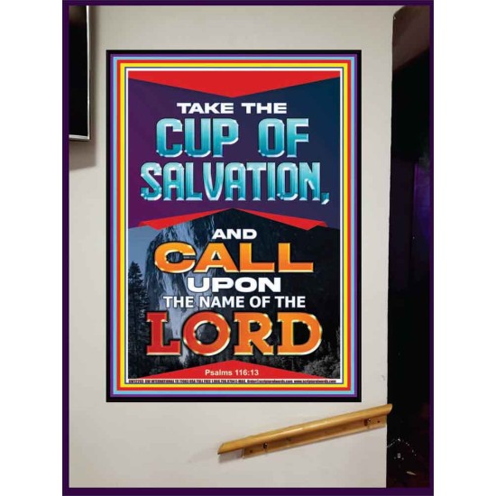 TAKE THE CUP OF SALVATION AND CALL UPON THE NAME OF THE LORD  Scripture Art Portrait  GWJOY12203  