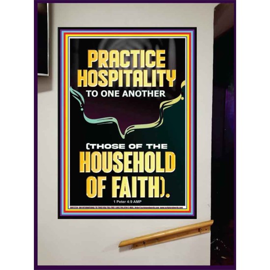 PRACTICE HOSPITALITY TO ONE ANOTHER  Contemporary Christian Wall Art Portrait  GWJOY12254  