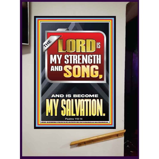 THE LORD IS MY STRENGTH AND SONG AND IS BECOME MY SALVATION  Bible Verse Art Portrait  GWJOY13043  