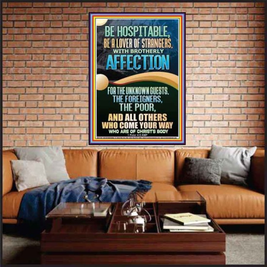 BE HOSPITABLE BE A LOVER OF STRANGERS WITH BROTHERLY AFFECTION  Christian Wall Art  GWJOY12256  