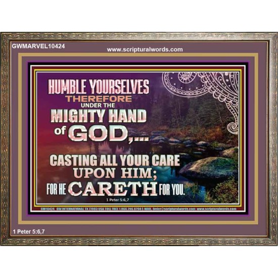 CASTING YOUR CARE UPON HIM FOR HE CARETH FOR YOU  Sanctuary Wall Wooden Frame  GWMARVEL10424  