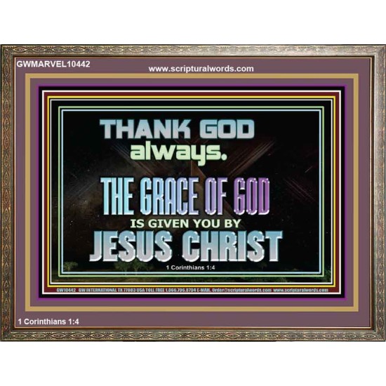 THANKING GOD ALWAYS OPENS GREATER DOOR  Scriptural Décor Wooden Frame  GWMARVEL10442  