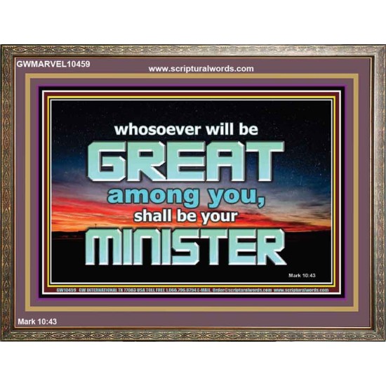 HUMILITY AND SERVICE BEFORE GREATNESS  Encouraging Bible Verse Wooden Frame  GWMARVEL10459  
