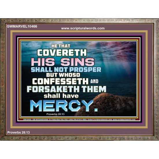 HE THAT COVERETH HIS SIN SHALL NOT PROSPER  Contemporary Christian Wall Art  GWMARVEL10466  