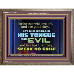 KEEP YOUR TONGUES FROM ALL EVIL  Bible Scriptures on Love Wooden Frame  GWMARVEL10497  "36X31"