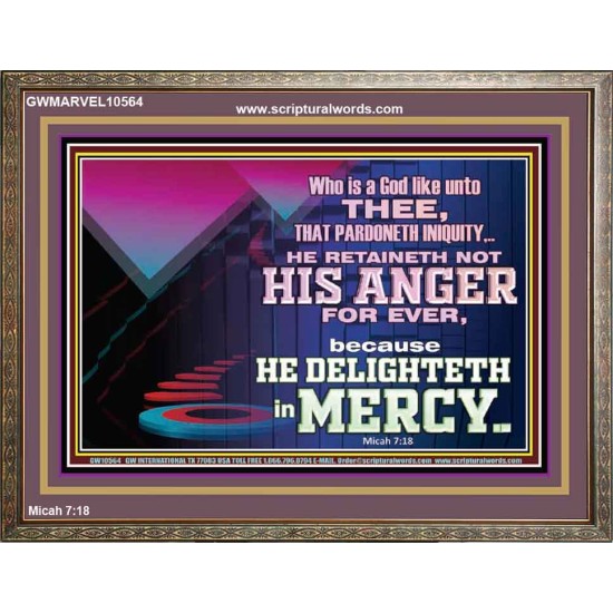 THE LORD DELIGHTETH IN MERCY  Contemporary Christian Wall Art Wooden Frame  GWMARVEL10564  