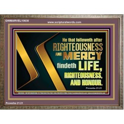 RIGHTEOUSNESS AND MERCY FINDETH LIFE RIGHTEOUSNESS AND HONOUR  Inspirational Bible Verse Wooden Frame  GWMARVEL10630  