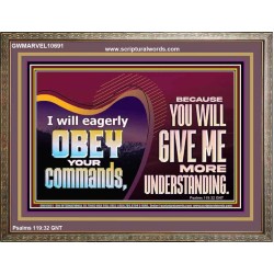 EAGERLY OBEY COMMANDMENT OF THE LORD  Unique Power Bible Wooden Frame  GWMARVEL10691  "36X31"