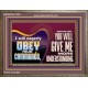 EAGERLY OBEY COMMANDMENT OF THE LORD  Unique Power Bible Wooden Frame  GWMARVEL10691  