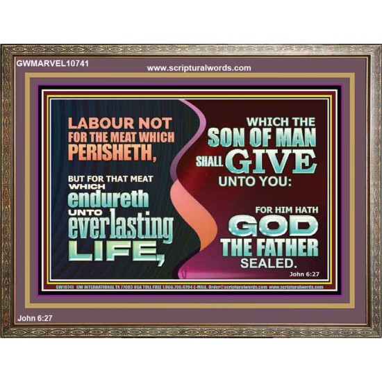 LABOUR NOT FOR THE MEAT WHICH PERISHETH  Bible Verse Wooden Frame  GWMARVEL10741  