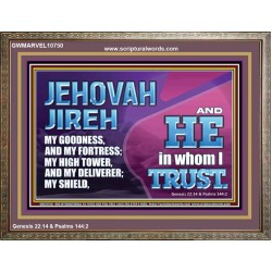 JEHOVAH JIREH OUR GOODNESS FORTRESS HIGH TOWER DELIVERER AND SHIELD  Encouraging Bible Verses Wooden Frame  GWMARVEL10750  "36X31"