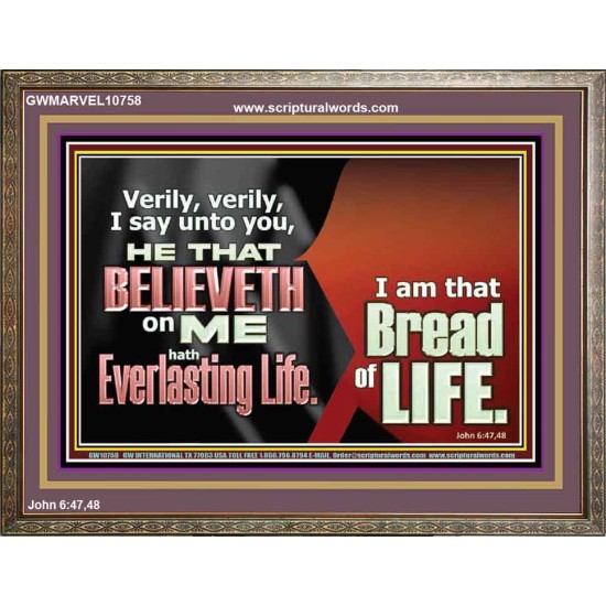 HE THAT BELIEVETH ON ME HATH EVERLASTING LIFE  Contemporary Christian Wall Art  GWMARVEL10758  