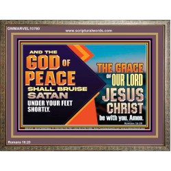 THE GOD OF PEACE SHALL BRUISE SATAN UNDER YOUR FEET SHORTLY  Scripture Art Prints Wooden Frame  GWMARVEL10760  "36X31"