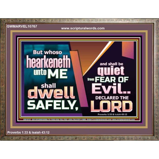 WHOSO HEARKENETH UNTO THE LORD SHALL DWELL SAFELY  Christian Artwork  GWMARVEL10767  