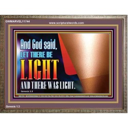 AND GOD SAID LET THERE BE LIGHT AND THERE WAS LIGHT  Biblical Art Glass Wooden Frame  GWMARVEL11744  