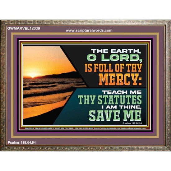 THE EARTH O LORD IS FULL OF THY MERCY TEACH ME THY STATUTES  Righteous Living Christian Wooden Frame  GWMARVEL12039  