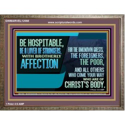 BE A LOVER OF STRANGERS WITH BROTHERLY AFFECTION FOR THE UNKNOWN GUEST  Bible Verse Wall Art  GWMARVEL12068  "36X31"