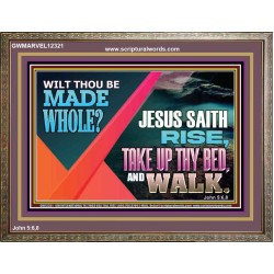 JESUS SAITH RISE TAKE UP THY BED AND WALK  Unique Scriptural Wooden Frame  GWMARVEL12321  "36X31"