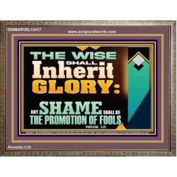 THE WISE SHALL INHERIT GLORY  Sanctuary Wall Wooden Frame  GWMARVEL12417  "36X31"
