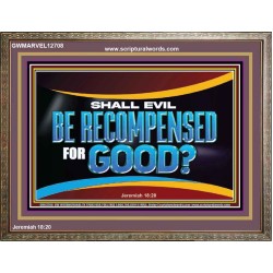 SHALL EVIL BE RECOMPENSED FOR GOOD  Scripture Wooden Frame Signs  GWMARVEL12708  