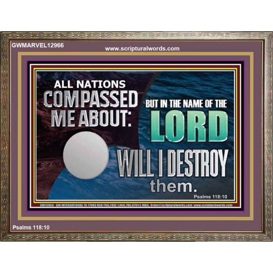 IN THE NAME OF THE LORD WILL I DESTROY THEM  Biblical Paintings Wooden Frame  GWMARVEL12966  