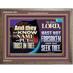 THEY THAT KNOW THY NAME WILL NOT BE FORSAKEN  Biblical Art Glass Wooden Frame  GWMARVEL12983  "36X31"