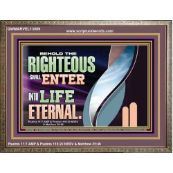 THE RIGHTEOUS SHALL ENTER INTO LIFE ETERNAL  Eternal Power Wooden Frame  GWMARVEL13089  "36X31"