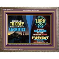 GOD SHALL BLESS THEE IN ALL THY WORKS  Ultimate Power Wooden Frame  GWMARVEL9551  "36X31"