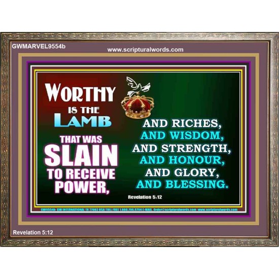 THE LAMB OF GOD THAT WAS SLAIN OUR LORD JESUS CHRIST  Children Room Wooden Frame  GWMARVEL9554b  