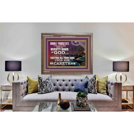 CASTING YOUR CARE UPON HIM FOR HE CARETH FOR YOU  Sanctuary Wall Wooden Frame  GWMARVEL10424  