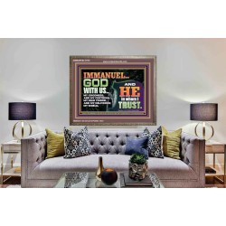 IMMANUEL..GOD WITH US OUR GOODNESS FORTRESS HIGH TOWER DELIVERER AND SHIELD  Christian Quote Wooden Frame  GWMARVEL10755  "36X31"