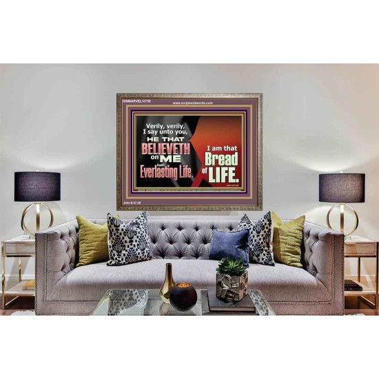 HE THAT BELIEVETH ON ME HATH EVERLASTING LIFE  Contemporary Christian Wall Art  GWMARVEL10758  