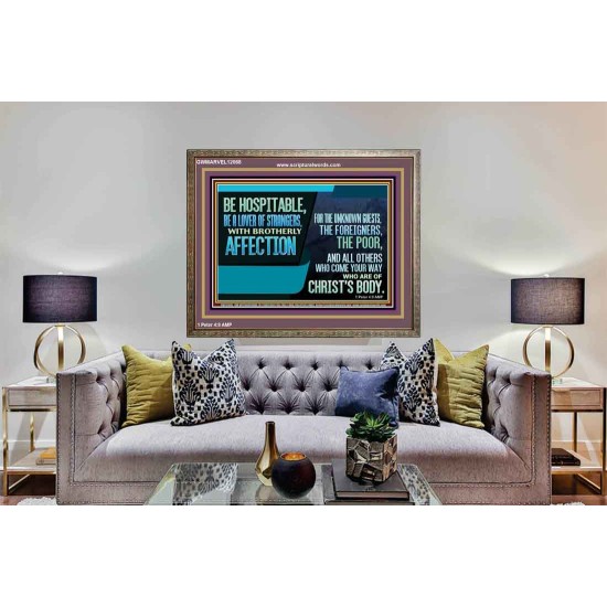 BE A LOVER OF STRANGERS WITH BROTHERLY AFFECTION FOR THE UNKNOWN GUEST  Bible Verse Wall Art  GWMARVEL12068  