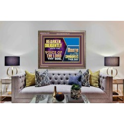 HEARKEN DILIGENTLY UNTO THE VOICE OF THE LORD THY GOD  Custom Wall Scriptural Art  GWMARVEL12126  "36X31"