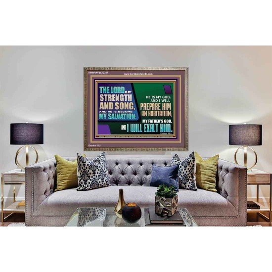 THE LORD IS MY STRENGTH AND SONG AND I WILL EXALT HIM  Children Room Wall Wooden Frame  GWMARVEL12357  