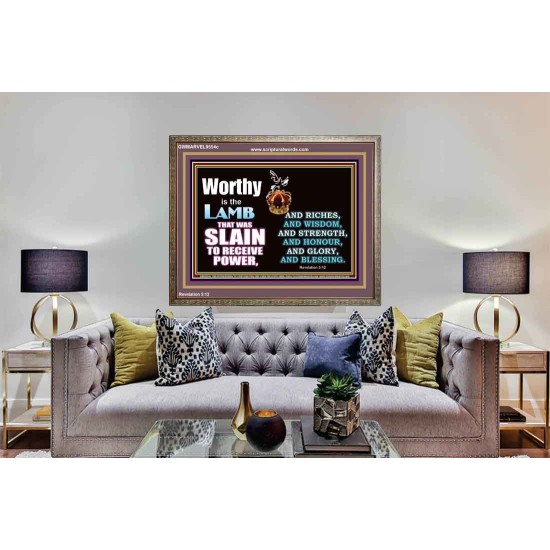 LAMB OF GOD GIVES STRENGTH AND BLESSING  Sanctuary Wall Wooden Frame  GWMARVEL9554c  