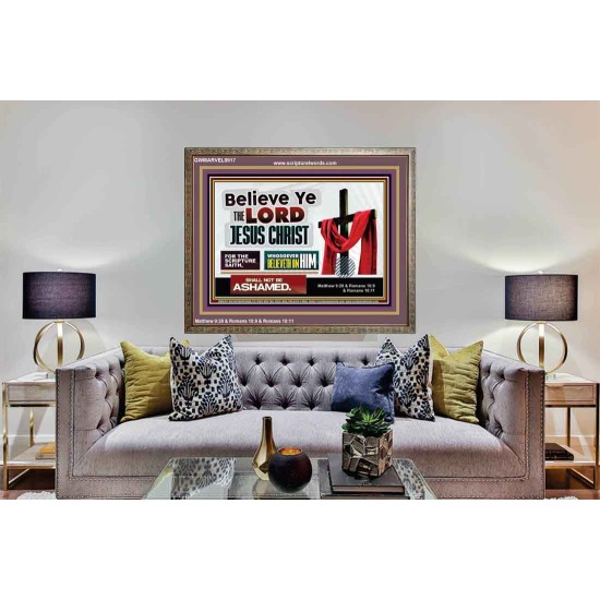 WHOSOEVER BELIEVETH ON HIM SHALL NOT BE ASHAMED  Contemporary Christian Wall Art  GWMARVEL9917  