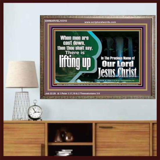 YOU ARE LIFTED UP IN CHRIST JESUS  Custom Christian Artwork Wooden Frame  GWMARVEL10310  