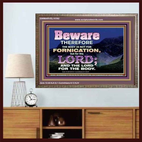 YOUR BODY IS NOT FOR FORNICATION   Ultimate Power Wooden Frame  GWMARVEL10392  