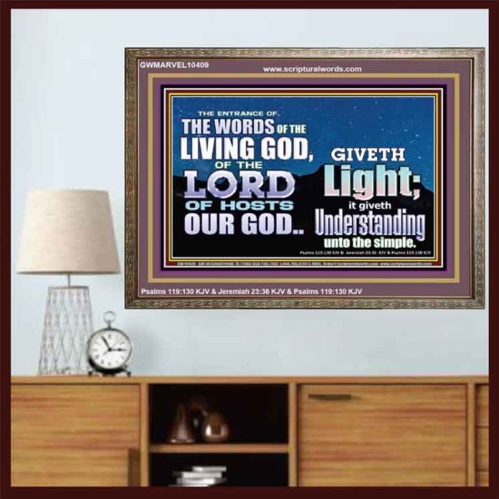 THE WORDS OF LIVING GOD GIVETH LIGHT  Unique Power Bible Wooden Frame  GWMARVEL10409  