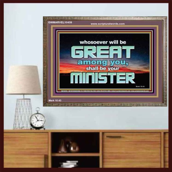 HUMILITY AND SERVICE BEFORE GREATNESS  Encouraging Bible Verse Wooden Frame  GWMARVEL10459  