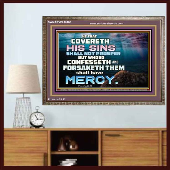 HE THAT COVERETH HIS SIN SHALL NOT PROSPER  Contemporary Christian Wall Art  GWMARVEL10466  