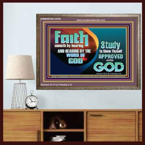 FAITH COMES BY HEARING THE WORD OF CHRIST  Christian Quote Wooden Frame  GWMARVEL10558  