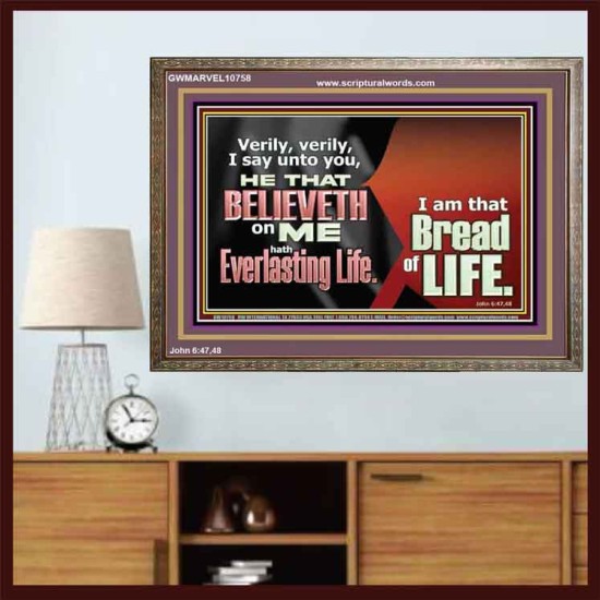 HE THAT BELIEVETH ON ME HATH EVERLASTING LIFE  Contemporary Christian Wall Art  GWMARVEL10758  