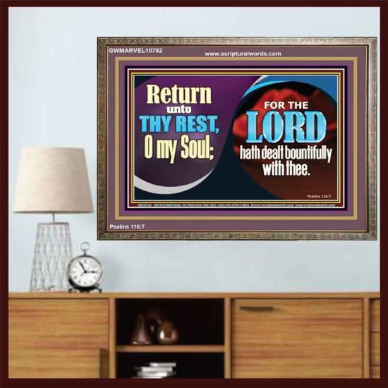 THE LORD HATH DEALT BOUNTIFULLY WITH THEE  Contemporary Christian Art Wooden Frame  GWMARVEL10792  