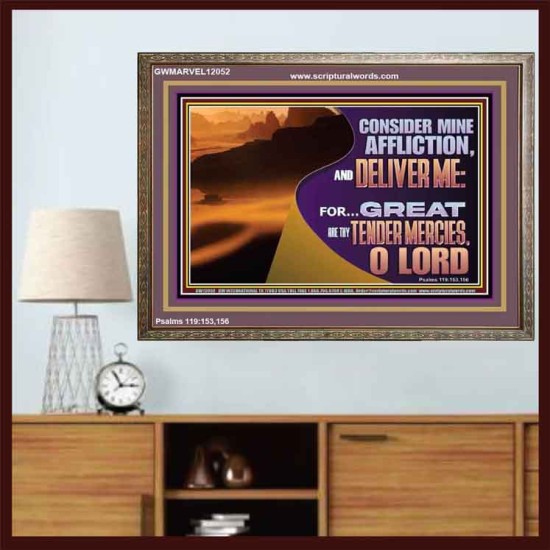 CONSIDER MINE AFFLICTION O LORD  Christian Artwork Glass Wooden Frame  GWMARVEL12052  