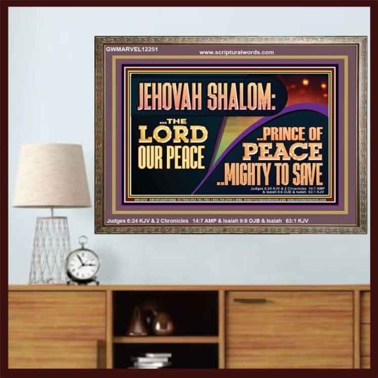 JEHOVAH SHALOM THE LORD OUR PEACE PRINCE OF PEACE  Righteous Living Christian Wooden Frame  GWMARVEL12251  