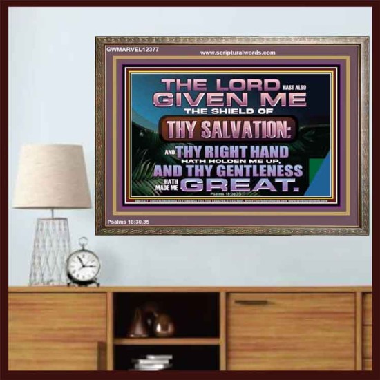 THY RIGHT HAND HATH HOLDEN ME UP  Ultimate Inspirational Wall Art Wooden Frame  GWMARVEL12377  