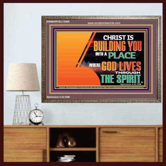 A PLACE WHERE GOD LIVES THROUGH THE SPIRIT  Contemporary Christian Art Wooden Frame  GWMARVEL12968  